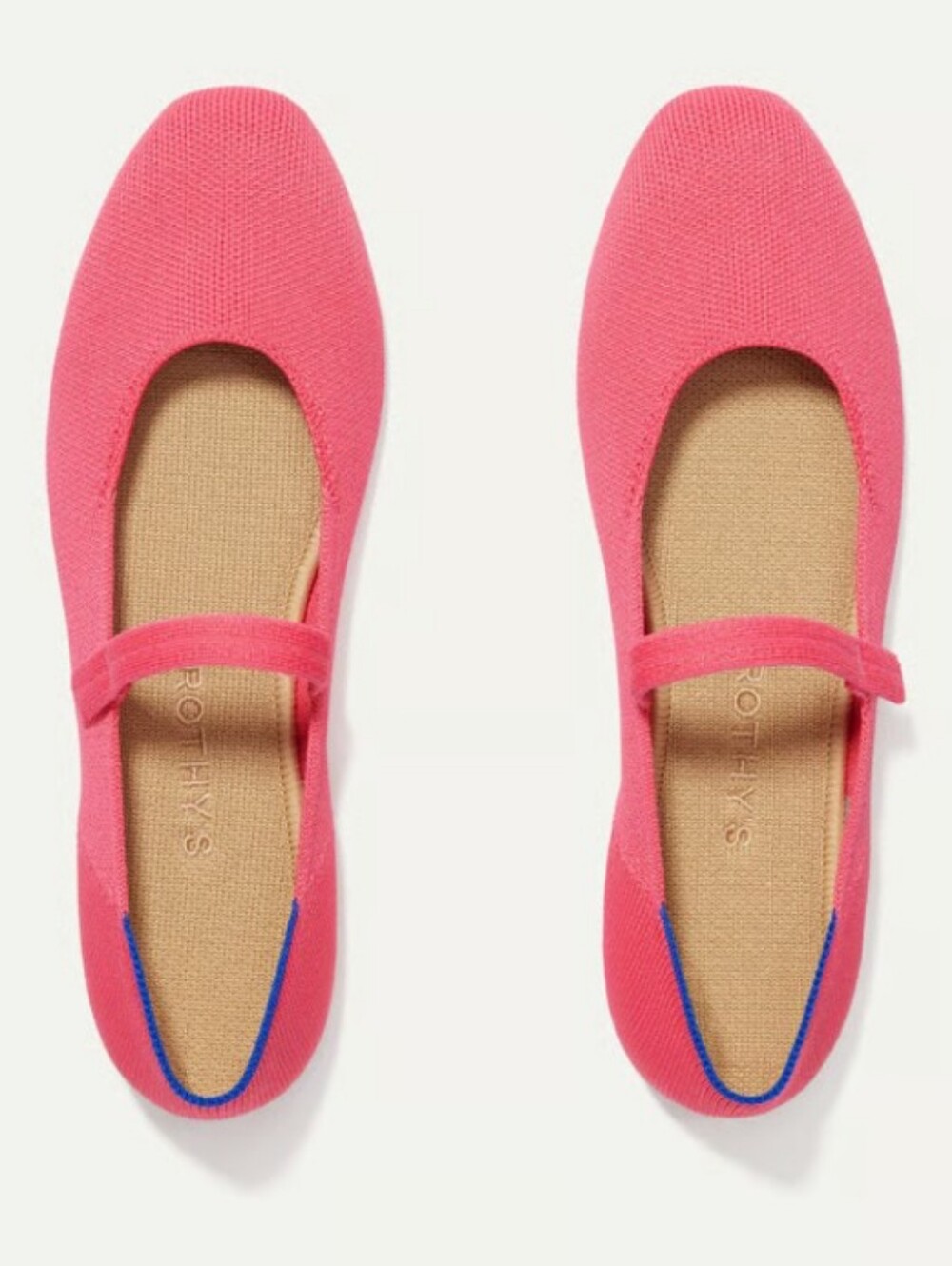 Rothy's Pink Mary Jane Square Flats Strap Size 7.5 dragonfruit